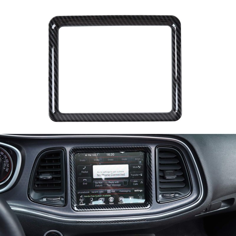 Carbon Fiber Center Dashboard Navigation Screen Frame Trim Cover For Dodge Challenger 2015 2016 2017 2018 2019 2020 2021 2022