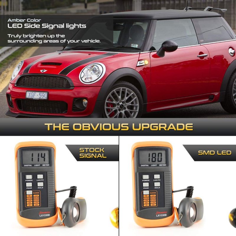2002-2008 Mini Cooper R50 R53 Hatchback R52 Convertible Amber Led Strip Side Indicator Light Front Fender Turn Signal Lamp