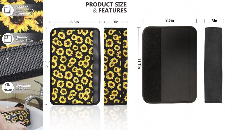 Giftpuzz Green Leaves Print 2 Pack Auto Accessories Car Shoulder Strap Pad Backpack Pads Sling Bags Guitars Messenger Bags