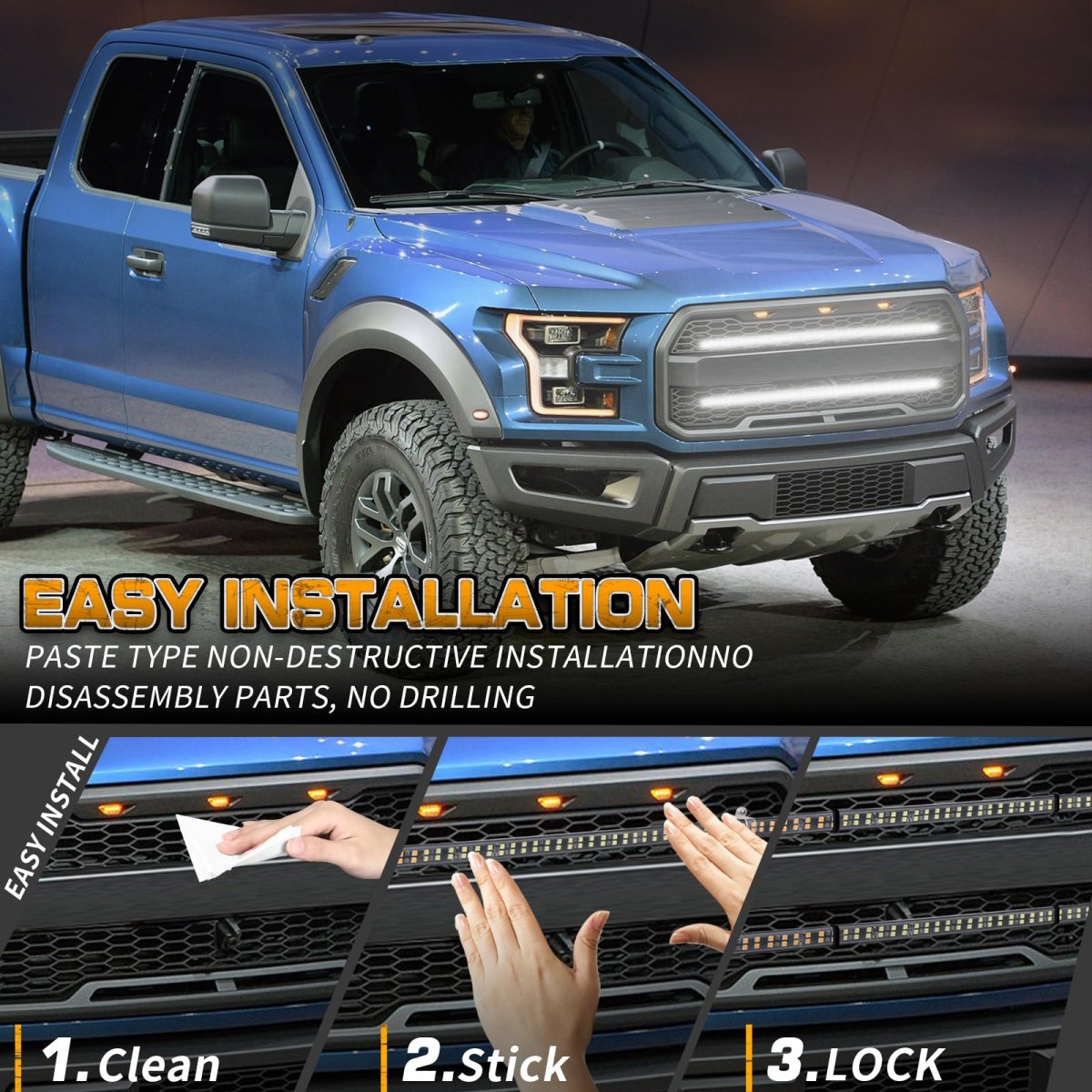 2pcs 24 In Truck Grill Strobe Lights Strip 288 Led White Emergency Flashing Warning Safety For Plow Trucks Construction