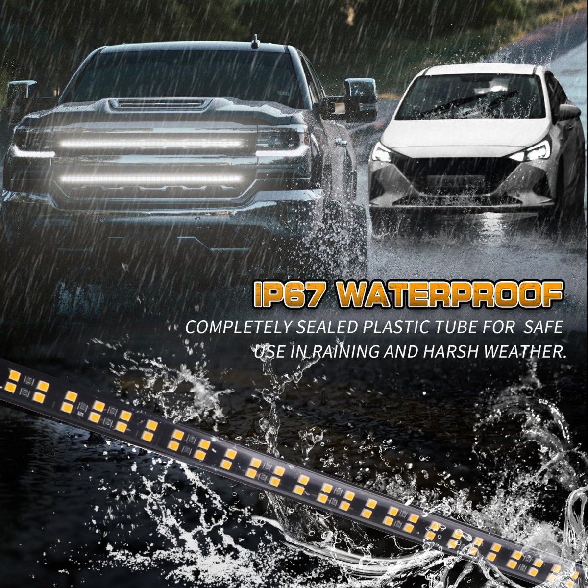 2pcs 24 In Truck Grill Strobe Lights Strip 288 Led White Emergency Flashing Warning Safety For Plow Trucks Construction