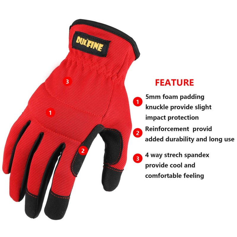Dulfine High Performance Work Gloves For Men 12 Pairs Pack Dexterity Touch Screen Multipurpose Excellent Grip Large