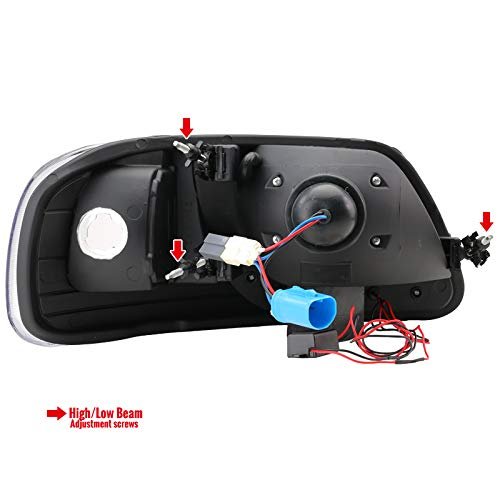 Black Bezel Led Halo Projector Headlights Made For 97-03 Ford F-150