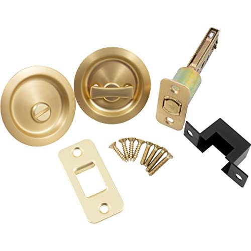 Round Pocket Door Lock Privacy Bed Bath Latch 2-3 8 Backset Rcl Satin Brass By Stone Harbor Hardware