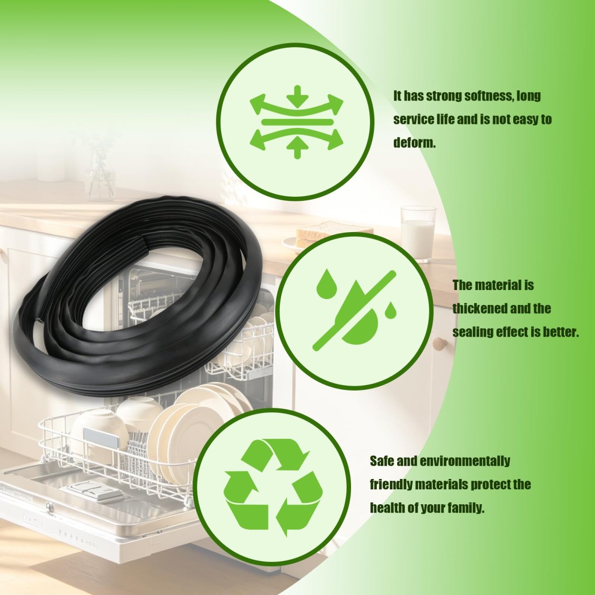 Dishwasher Rubber Door Seal Gasket For Lg Lds5040ww Lds5540bb Replaces 3920dd3005a 3920dd3003a Ap4437203 Ps3522654 Silicone