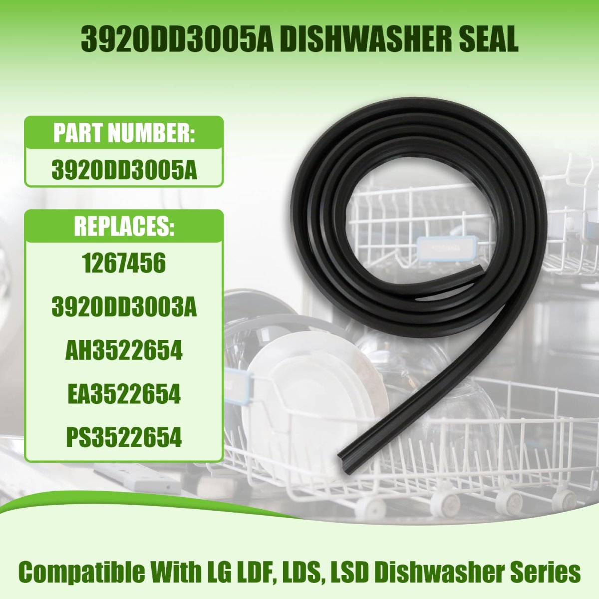 Dishwasher Rubber Door Seal Gasket For Lg Lds5040ww Lds5540bb Replaces 3920dd3005a 3920dd3003a Ap4437203 Ps3522654 Silicone