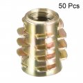 Uxcell Furniture Threaded Insert Nuts Zinc Alloy Hex-flush M6 Internal Threads 13mm Length 50pcs