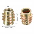 Uxcell Furniture Threaded Insert Nuts Zinc Alloy Hex-flush M6 Internal Threads 13mm Length 50pcs
