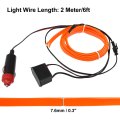 2 Meter 6ft Neon El Wire String Strip Orange Cold Light Glow With Cigarette Lighter For Car Interior Decoration