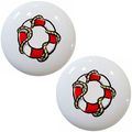 Set Of 2 Red Nautical Preserver Ceramic Cabinet Drawer Knobs 
