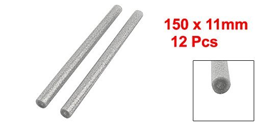 12 Pcs Silver Tone 11mm Dia 150mm Long Glitter Hot Melt Glue Stick Rod