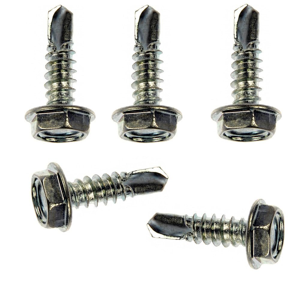 Self Tapping Screws 5 Pieces Steel With Chrome Finish Hex Drive Style Zinc Plating 3 4 In Overall Length 10 Thread Size