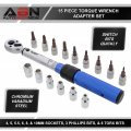 Abn Dual Direction Click Torque Wrench 1 4 Drive 40-200 In Lb 5-25 Nm Inch Pound Lug Nut And Adapter 16pc Set
