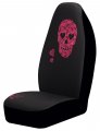 Auto Expressions Lace Skull Bucket Seat Covers Pair Black With Pink 