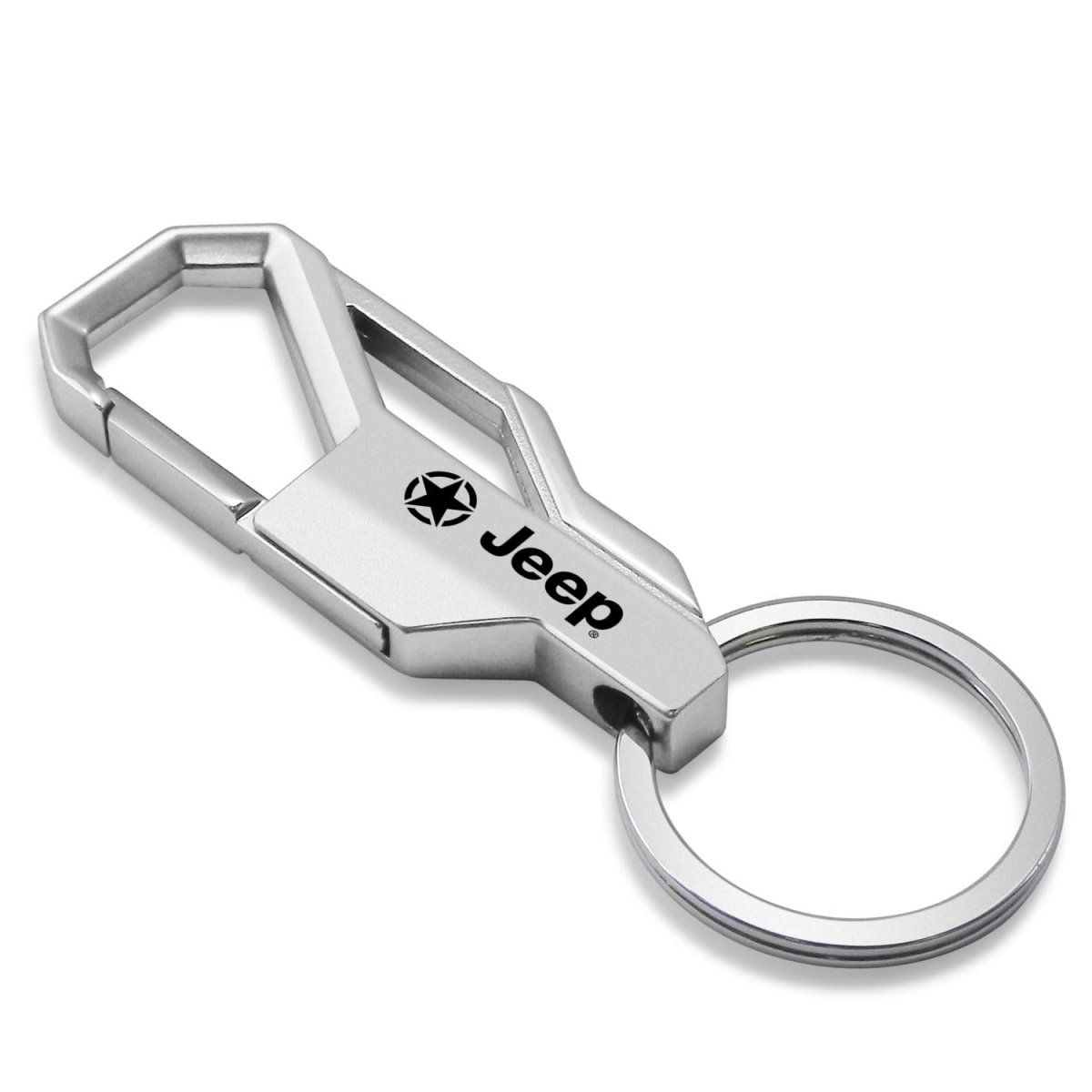 Jeep Willys Star Logo Silver Carabiner-style Snap Hook Metal Key Chain Official Licensed