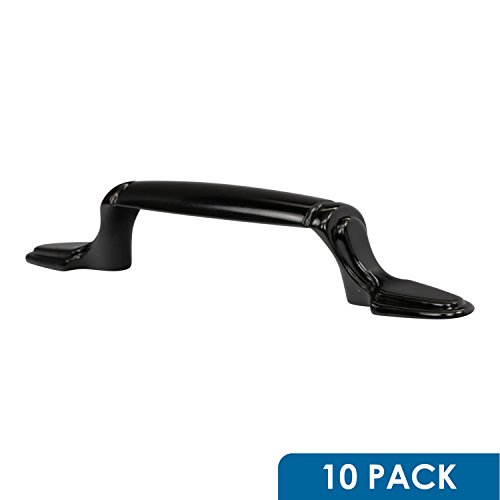 10 Pack Rok Hardware 3 76mm Hole Old World Style Reflective Black Chrome Pull Handle 5-1 32 128mm Overall Length P330176blkn
