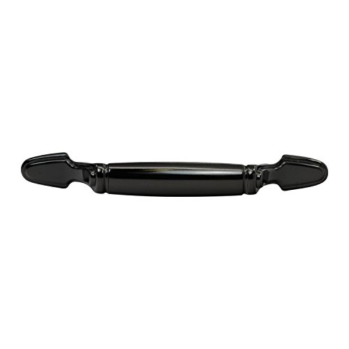 10 Pack Rok Hardware 3 76mm Hole Old World Style Reflective Black Chrome Pull Handle 5-1 32 128mm Overall Length P330176blkn