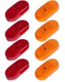 8 Pcs Oblong Led Trailer Side Marker Lights 4 Red And Amber Waterproof Clearance For Freightliner Kenworth Peterbilt Mack 