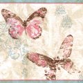 Decorative Wallpaper Border Abstract Butterflies Pattern Wall Da Cor Colors Pink Beige Brown Retro Classic Style Size 6 75 Inch 