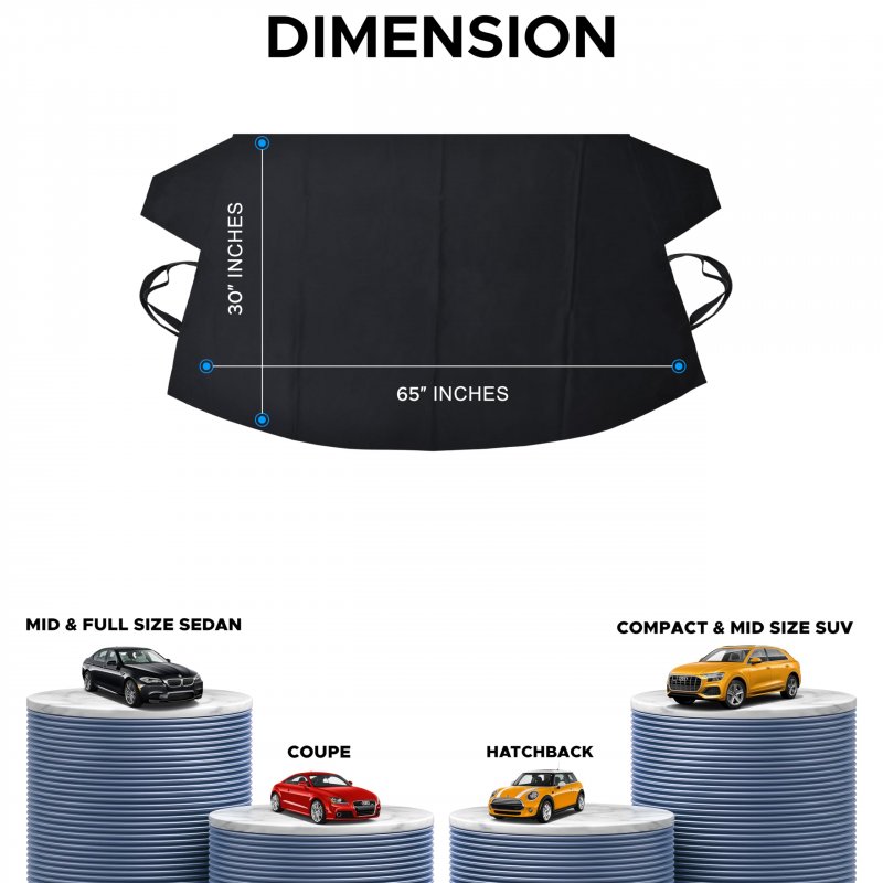 Econour Car Windshield Cover For Ice And Snow Durable Frost Protector Sleet Winter-ready Anti-theft Straps Included Suv Size 30