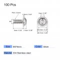 Uxcell Flanged Button Head Socket Cap Screws M3 6mm Hex Drive 304 Stainless Steel Fasteners Bolts Fully Threaded Machine Screw