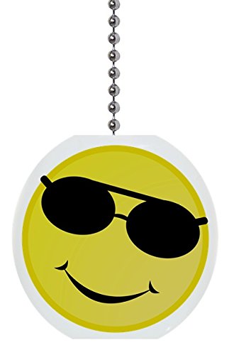 Yellow Smiley Face With Sunglasses Solid Ceramic Fan Pull