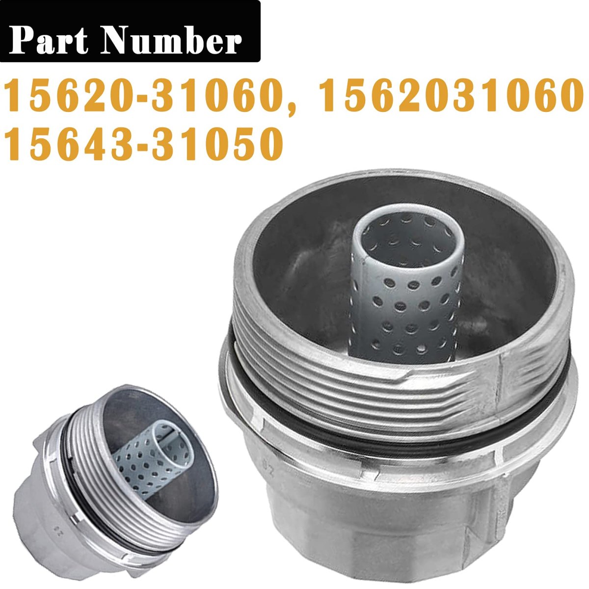15620-31060 Oil Filter Housing Cap With 15643-31050 Plug Aluminum Cover For Toyota Camry 4runner Rav4 Tacoma Sequoia Es350
