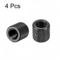 Uxcell 1 4-20 X 10mm Aluminum Alloy Hand Screw Nuts Diamond Knurl Knurled Camera Tripod Pass Hole Nut Black 4pcs