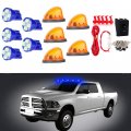 Ocpty Cab Marker Light 5pcs Amber Lens Top Roof Running Assembly W Base T10 Ice Blue Bulbs 1 Set Wiring Pack Switch Fit For