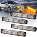 Amber Led Strobe Light 4 Pack 24 Ultra Thin Surface Mount Flashing Warning Beacon For Trucks Suv Atv Off Road Vehicles 12v 