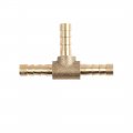 X Autohaux 5mm Hose Barb Brass 3 Way Tee Connector Adaptor For Fuel Air Water Gas Oil Pipe
