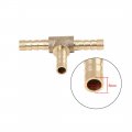 X Autohaux 5mm Hose Barb Brass 3 Way Tee Connector Adaptor For Fuel Air Water Gas Oil Pipe