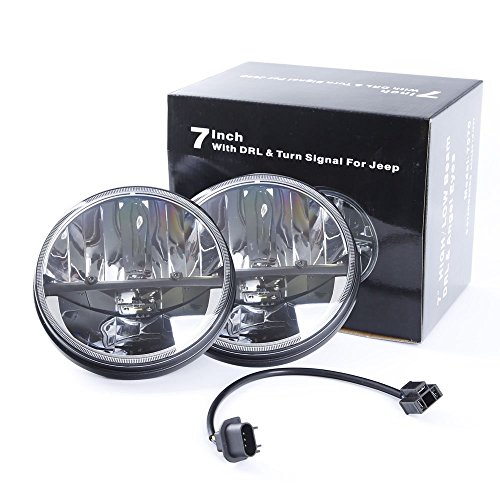 WHDZ 7 Inch Round Led Headlight for Jeep Wrangler CJ JK TJ Motorcycle Offroad Vehicles Pack of 2 