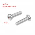 Uxcell M5x18mm Machine Screws Pan Phillips Cross Head Screw 304 Stainless Steel Fasteners Bolts 30pcs