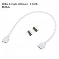 Uxcell 4 Pin 10mm Rgb Led Strip Light Connector Extension Cable 300mm Length White 10pcs With 20pcs Male Plugs