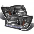 Smoke 2001-2004 Toyota Tacoma Led Headlights Headlamp W Built In Corner Signal Lights Driver Passenger Side 