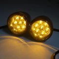 Httmt- Rear Smoke Running Brake Turn Signal Light Indicator Amber Compatible With 92-up H-d Sportster 883 1200 P N