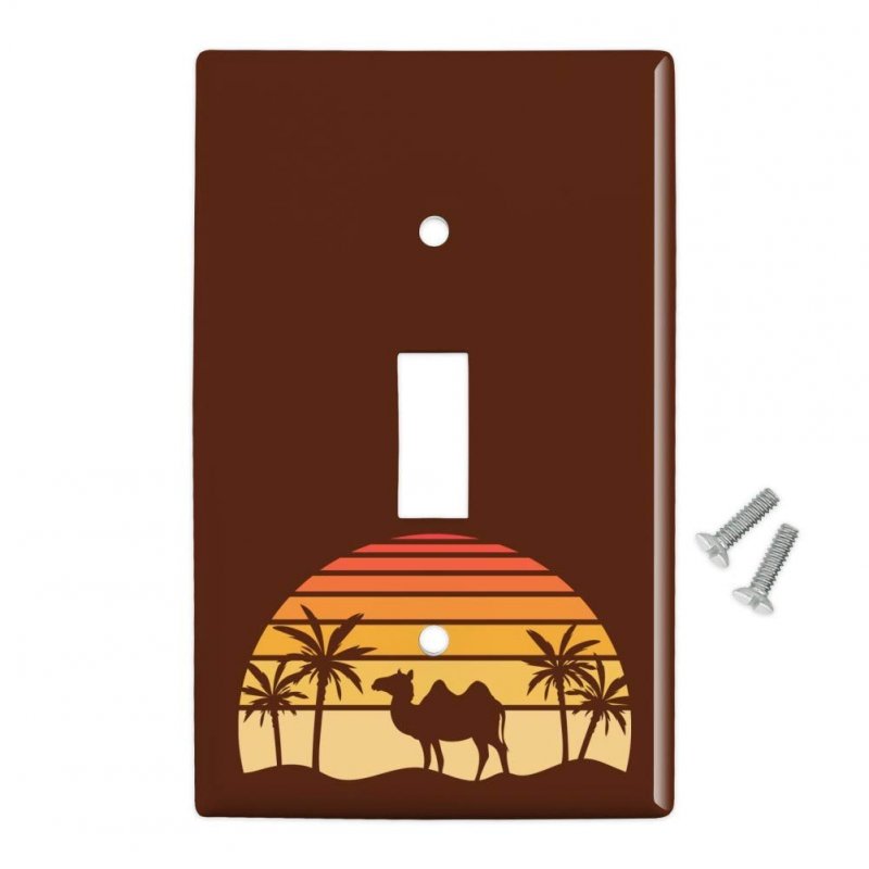 Camel In The Desert Sunset With Palm Trees Plastic Wall Decor Toggle Light Switch Plate Cover