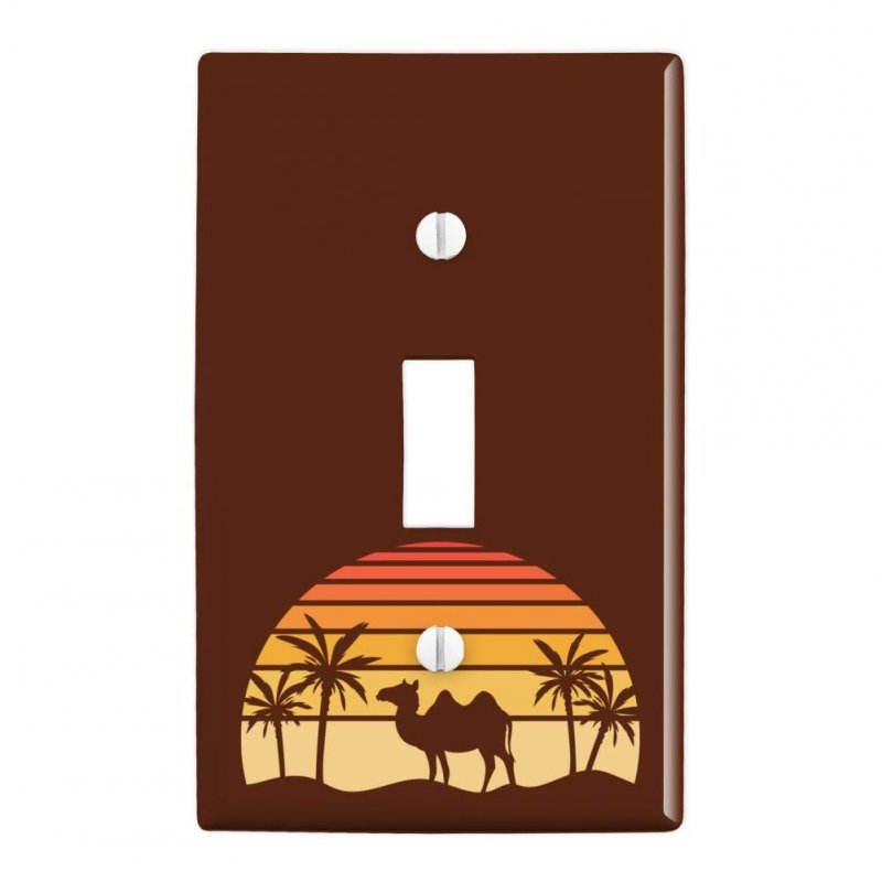 Camel In The Desert Sunset With Palm Trees Plastic Wall Decor Toggle Light Switch Plate Cover