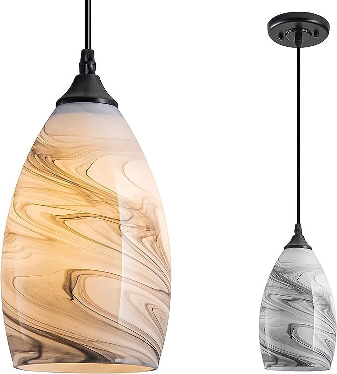 Battery Operated Glass Shade Pendent Lighti Not Hardwired Remote Control Ceiling Hanging Battery-powered Chandelier With