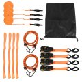 4pack Orange Heavy Duty 15 Ft 2200 Lb Break Strength Ratchet Tie Down Straps With Lock S Hooks Soft Loop 2 Bungee Cords 4 Loops