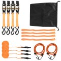 4pack Orange Heavy Duty 15 Ft 2200 Lb Break Strength Ratchet Tie Down Straps With Lock S Hooks Soft Loop 2 Bungee Cords 4 Loops