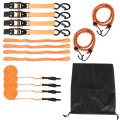 4pack Orange Heavy Duty 15 Ft 2200 Lb Break Strength Ratchet Tie Down Straps With Lock S Hooks Soft Loop 2 Bungee Cords 4 Loops