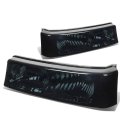 Auto Dynasty Pair Smoked Housing Amber Corner Front Bumper Light Lamp Compatible With Chevy Silverado Avalanche 03-06