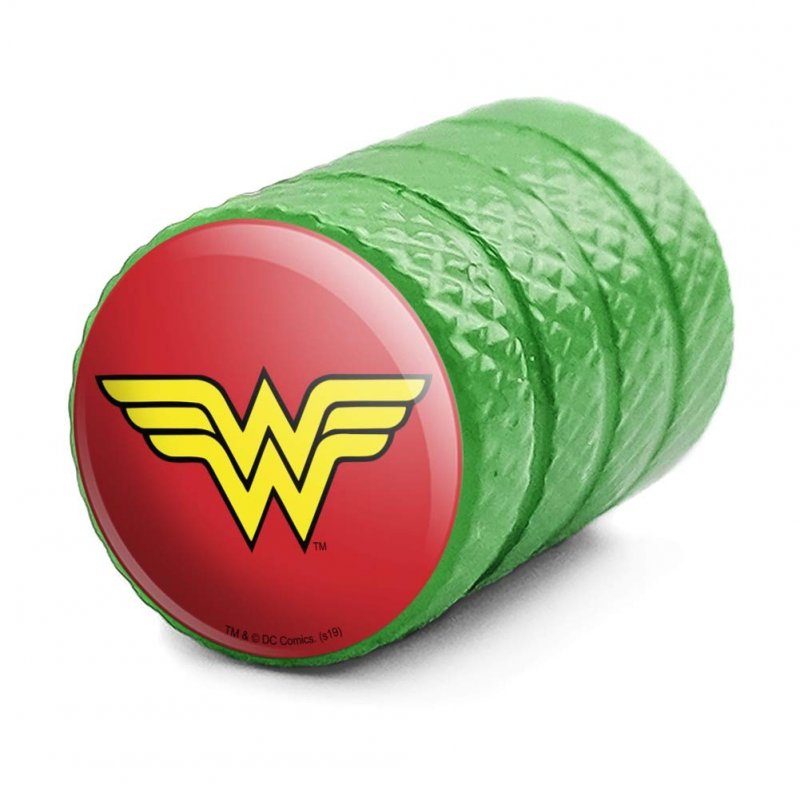 Wonder Woman Classic Logo Aluminum Valve Stem Caps Green Metal Tire Rim Wheel Air Covers For Cars Trucks And Vans 4 Pack Fits