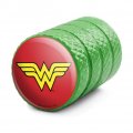 Wonder Woman Classic Logo Aluminum Valve Stem Caps Green Metal Tire Rim Wheel Air Covers For Cars Trucks And Vans 4 Pack Fits