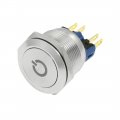 Baomain Push Button Switch Flat Round Momentary Stainless Computer 25mm 