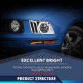 Pit66 Led Headlight Assembly For 2005 2006 2007 2008 2009 Ford Mustang Headlamp Driver Passenger Side Clear Lens Chrome Housing
