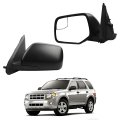 Left Driver Side Mirror For 2008-2012 Ford Escape With Power Glass Blind Spot Non-heated Manual Folding Black Texture Cap 