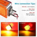 Partsam 2pcs Square Dual Double Face Fender Stop Turn Signal Tail 52 Led Amber Red Truck Trailer Pedestal Lights 2pc 4 Round